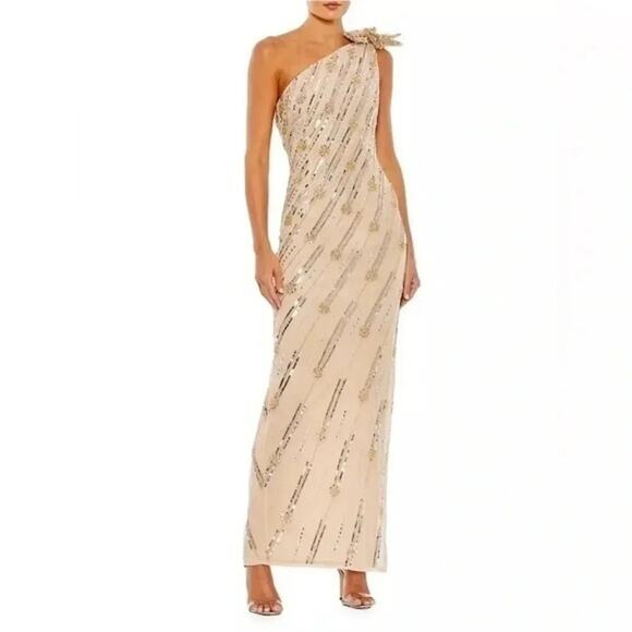 Mac Duggal Embellished One-Shoulder Column Gown B1764